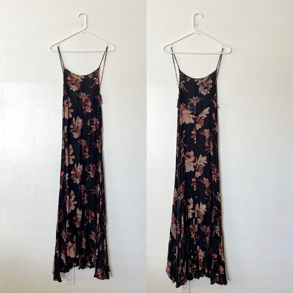 Free People Star Chasing Slip Maxi Dress in Raven Combo - Picture 4 of 10